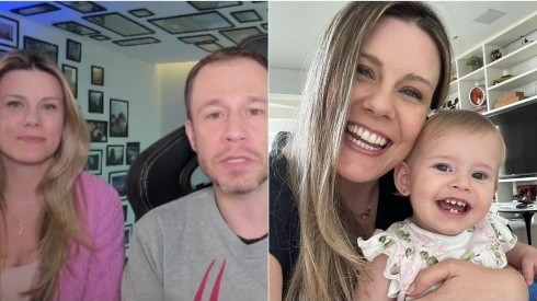 Jornalistas lembram 1 ano de tratamento contra o câncer da filha. Imagem: Reprodução/Instagram perfiis oficiais Tiago Leifert / Daiana Garbin.