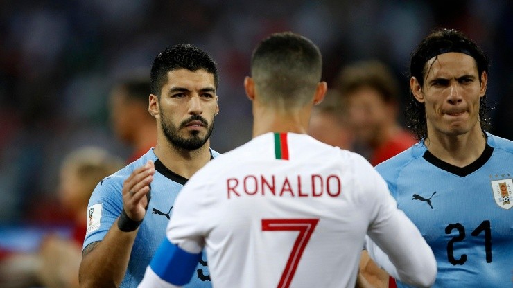 CR7 ante Suárez y Cavani en Rusia 2018.