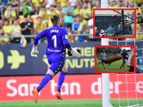 Momentos de tensión en Cádiz vs. Barcelona: el arquero local corrió a la tribuna para salvar a un hincha