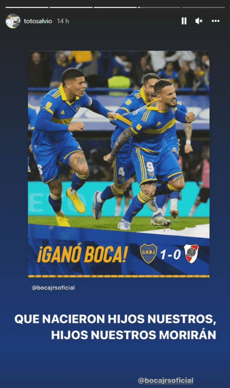Así festejó la victoria de Boca (Captura Instagram|totosalvio)