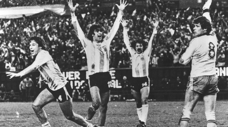 Argentina&#039;s team celebrating during the 1978 World Cup. (Catherine Ivill/Getty Images)