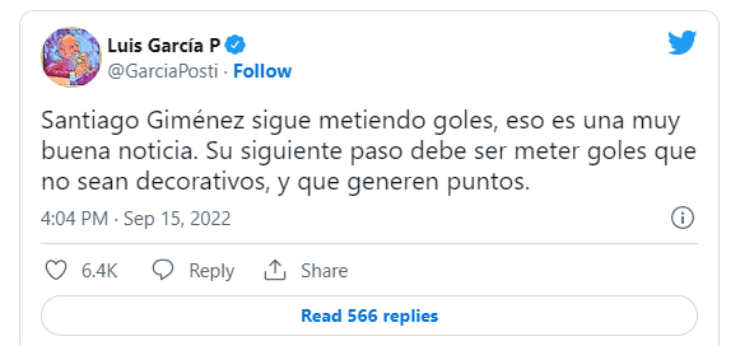 García habló sobre Santi Giménez y recibió críticas. Créditos: @GarciaPosti