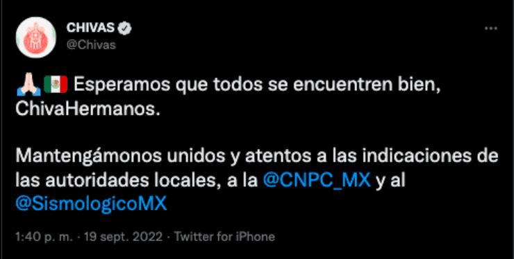 Reacciones de la Liga MX al sismo | Twitter