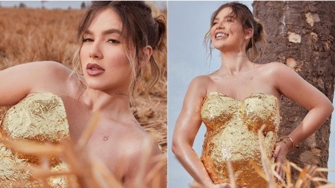 Virginia Fonseca surge coberta de ouro aos oito meses de gravidez. Imagens: Reprodução/Instagram oficial da influenciadora.