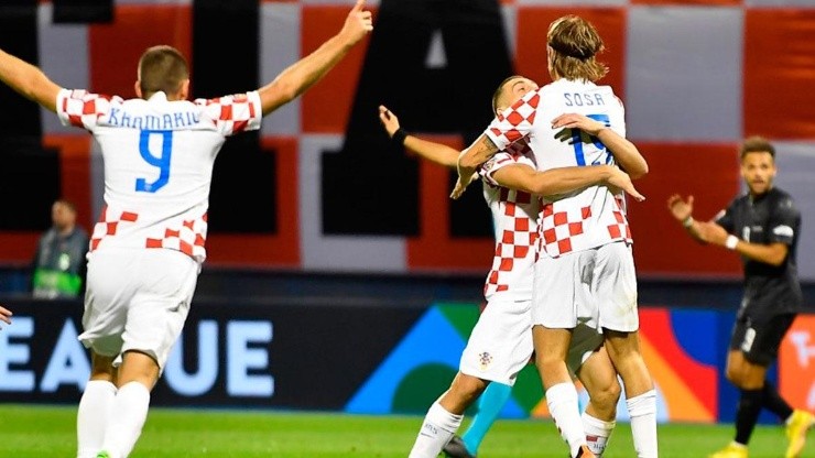 Croacia en festejo de gol.