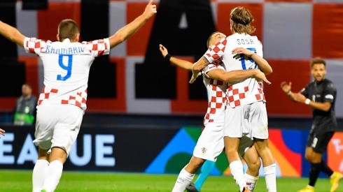 Croacia en festejo de gol.