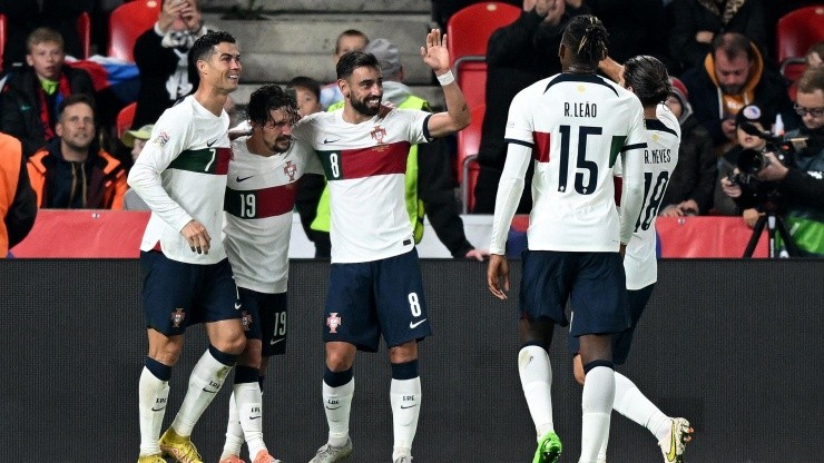 Portugal en celebración de gol.