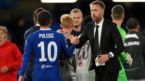 Christian Pulisic y Graham Potter, entrenador de Chelsea
