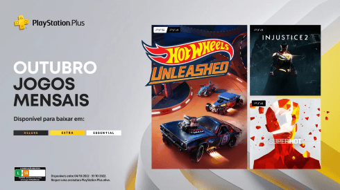 PlayStation Plus: Injustice 2, Hot Wheels Unleashed e Superhot são os jogos gratuitos de outubro