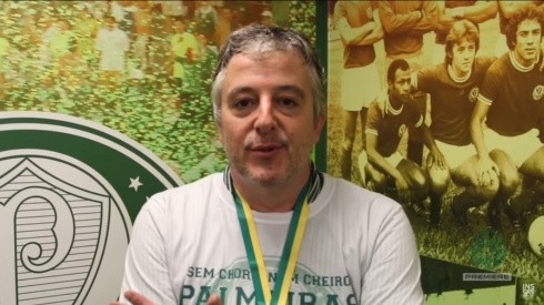 Foto: TV Palmeiras/FAM/YouTube - Paulo Nobre dá as caras para zoar São Paulo