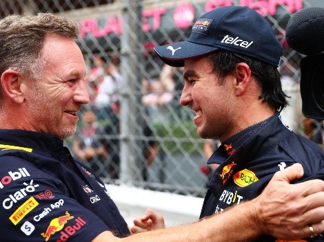 Video: Horner felicitó a Sergio Pérez y el piloto lo trolleó