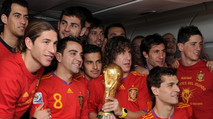 El plantel de España campeón en Sudáfrica 2010.