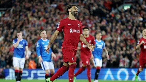 Salah, tras convertir su gol de penal.