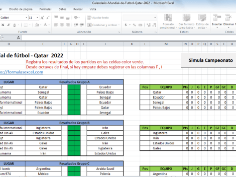 En formato Excel: DESCARGA gratis el calendario completo de Qatar 2022