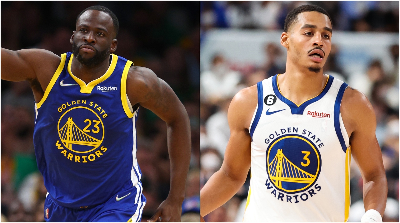 Draymond Green and Jordan Poole of the Golden State Warriors