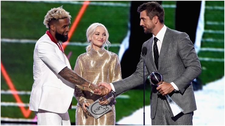 Rodgers y OBJ juntos en una entrega de premios. (Getty Images)