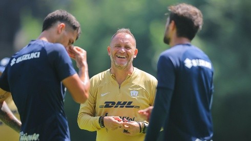 Andrés Lillini en uno de sus últimos entrenamientos con Pumas.