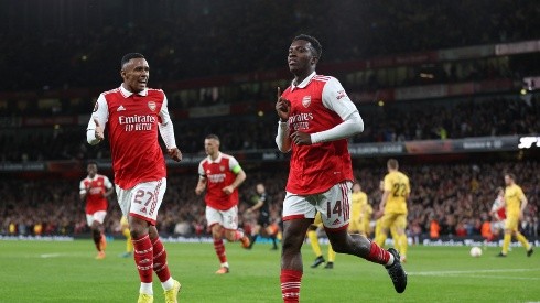 Eddie Nketiah celebra el primer gol del partido.