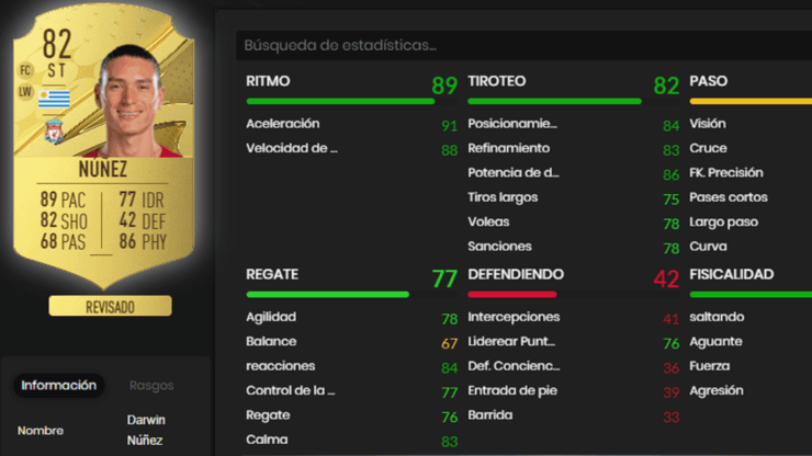 Darwin Nuñez en FIFA 23: datos y estadísticas del jugador