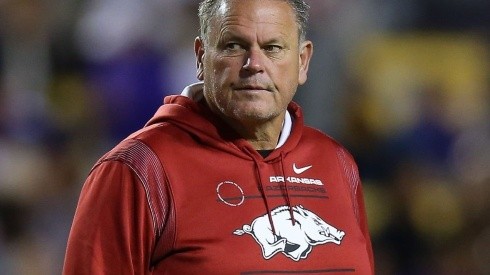 Head coach Sam Pittman of the Arkansas Razorbacks