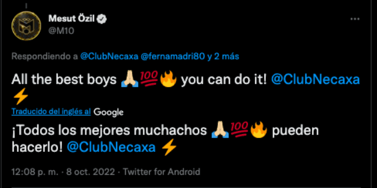 Tuit de Ozil | Twitter
