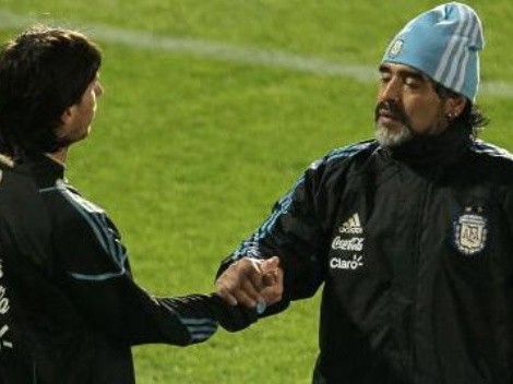 [VÍDEO] Messi e Maradona fazem um gol juntos pela primeira vez; assista