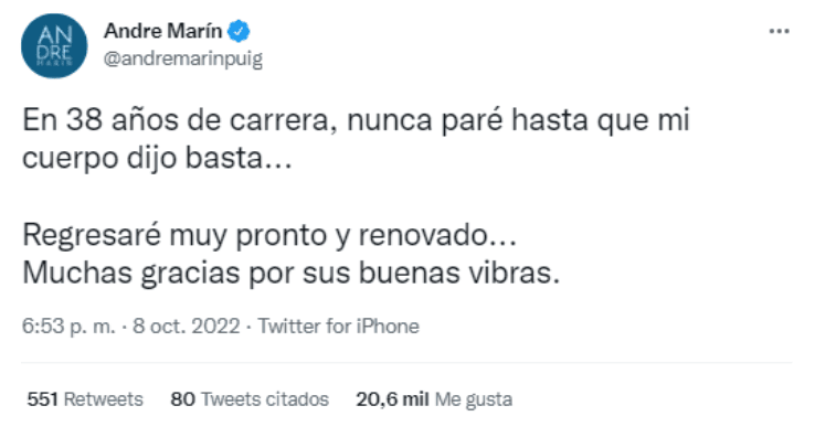 André Marín y su estado de salud