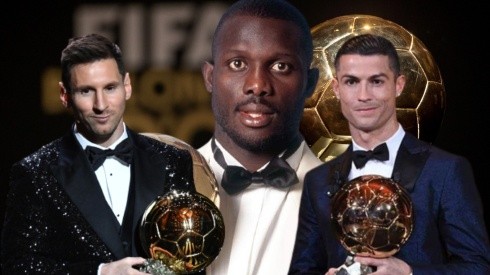 Lionel Messi, Cristiano Ronaldo y George Weah con el Balón de Oro.