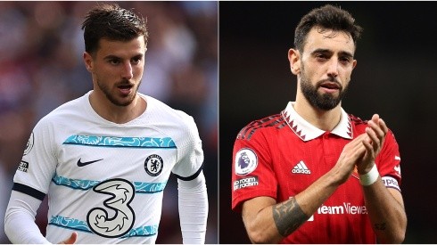 Mason Mount of Chelsea and Bruno Fernandes of Manchester United