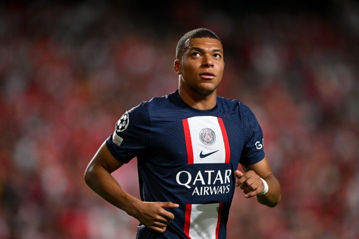 LISBON, PORTUGAL - OCTOBER 05: Kylian Mbappe of Paris Saint-Germain in action during the UEFA Champions League group H match between SL Benfica and Paris Saint-Germain at Estadio do Sport Lisboa e Benfica on October 5, 2022 in Lisbon, Portugal. (Photo by Octavio Passos/Getty Images)-Not Released (NR)