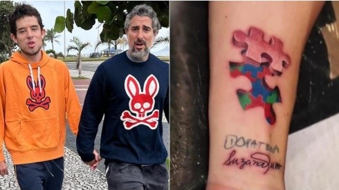 Marcos Mion encanta ao homenagear filho autista com tatuagem. Imagens: Reprodução/Instagram oficial do apresentador.