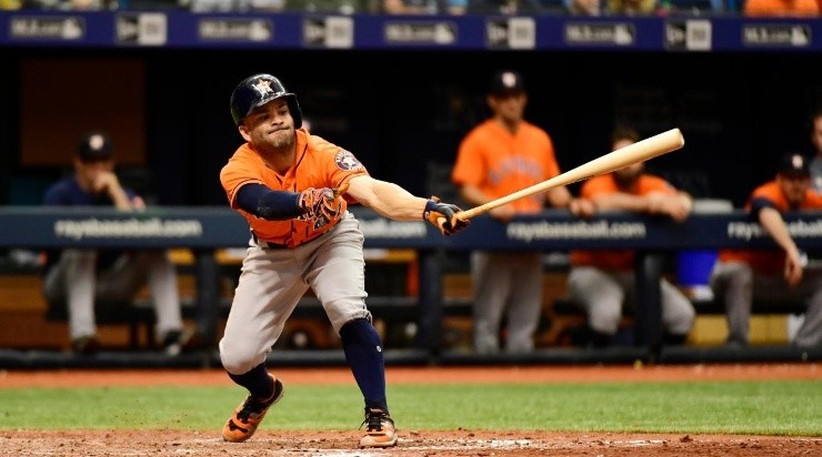 Jose Altuve #27 of the Houston Astros (Photo by Julio Aguilar/Getty Images)