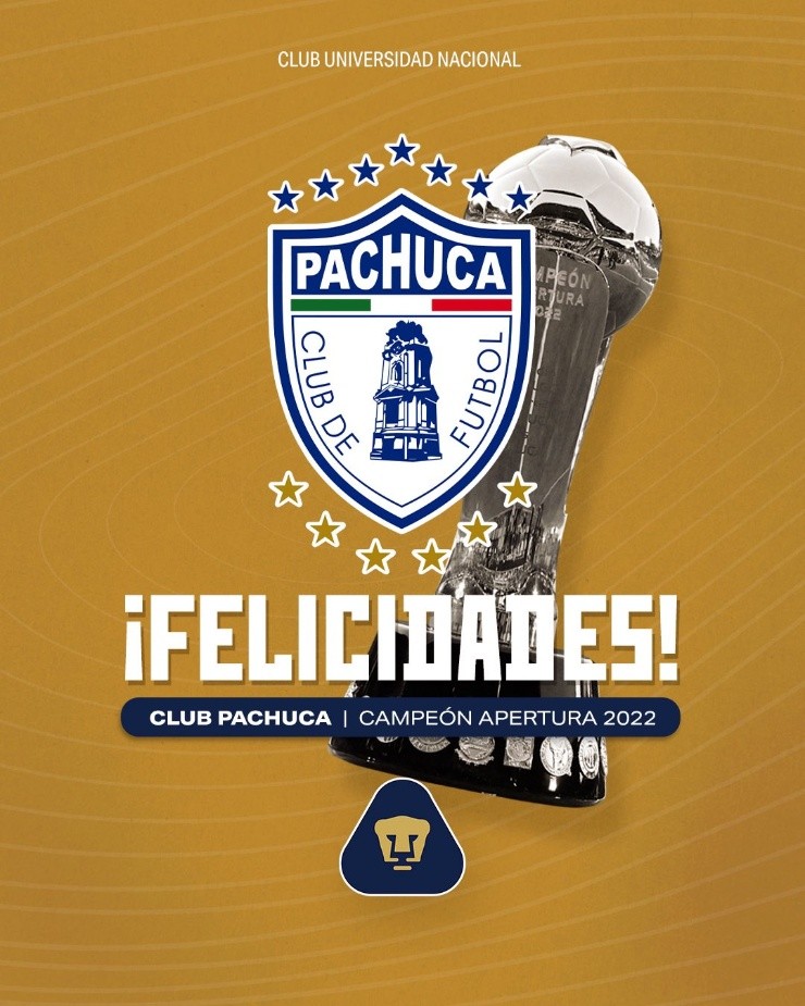 Pumas felicitó a Pachuca