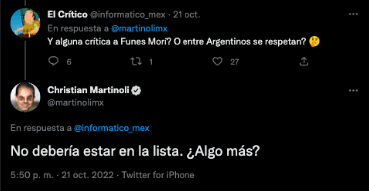Christian Martinoli Funes Mori 2022 | Twitter