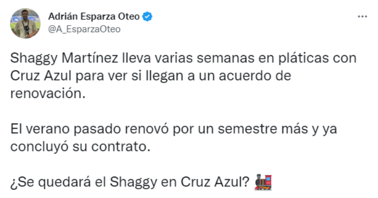 ¿Shaggy Martínez sigue en Cruz Azul?