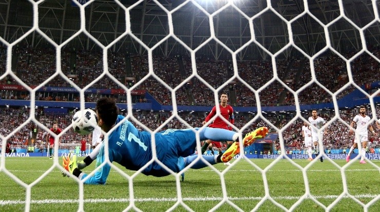 A moment Alireza Beiranvand will never forget: he saved a penalty kick from Cristiano Ronaldo in a World Cup. (Jan Kruger/Getty Images)