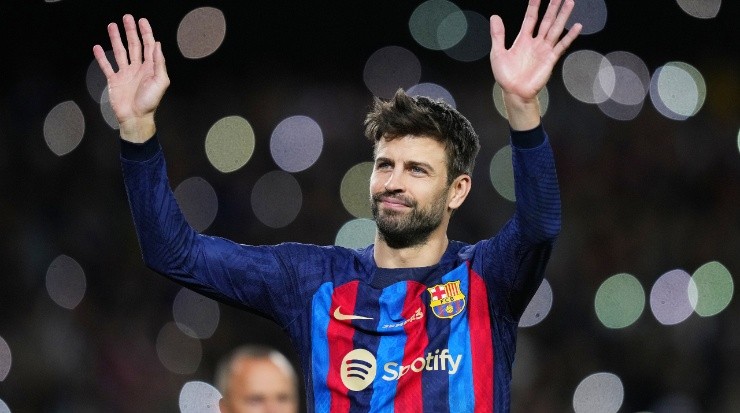 Gerard Pique of Barcelona says goodbye in his final game. (Alex Caparros/Getty Images)
