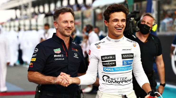 Horner y Norris se estrechan la mano en Abu Dhabi. (Getty Images)