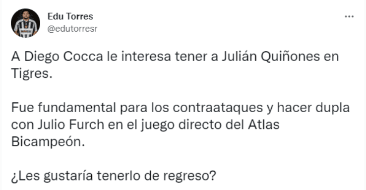 ¿Julián Quiñones vuelve a Tigres UANL? (Captura)