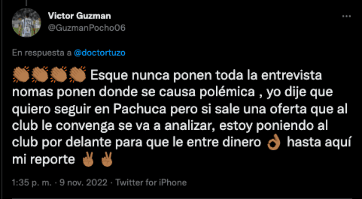 Tuit del Pocho Guzmán | Twitter