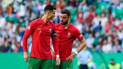 Cristiano Ronaldo y Bruno Fernandes, jugadores de la selección de Portugal.