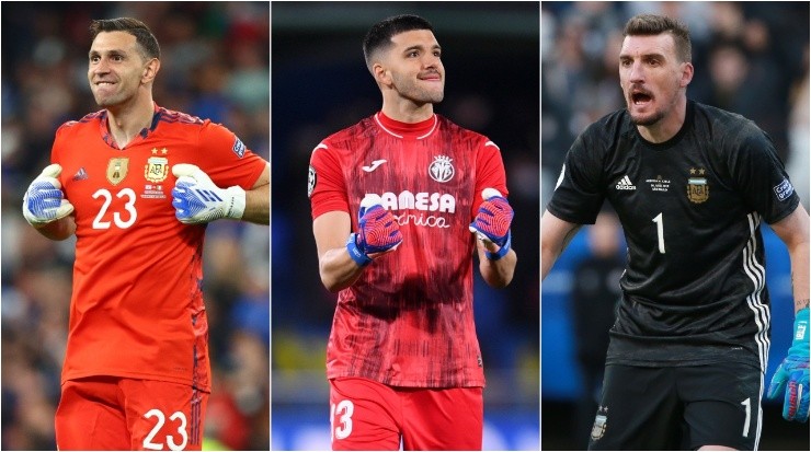 Emiliano Martinez (left), Geronimo Rulli (c), and Franco Armani. (Getty Images)