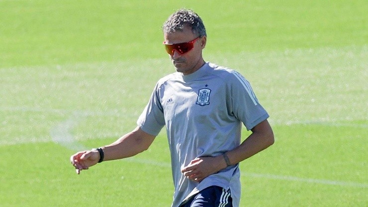 Luis Enrique en entrenamiento de España.