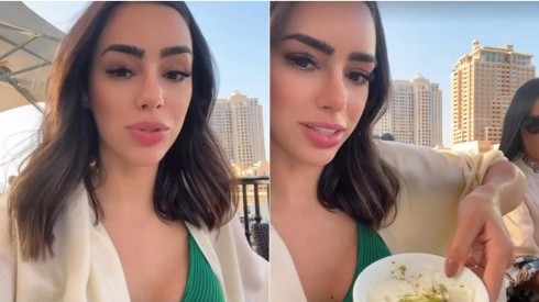 Bruna Biancardi ostenta conta do restaurante no Qatar. Imagens: Reprodução/Stories Instagram oficial da influenciadora.