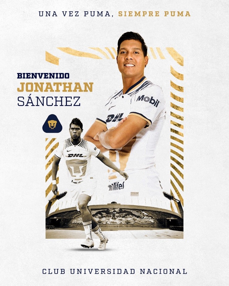 Jonathan Sánchez, refuerzo para Pumas UNAM