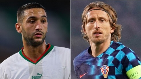 Hakim Ziyech of Morocco and Luka Modric of Croatia