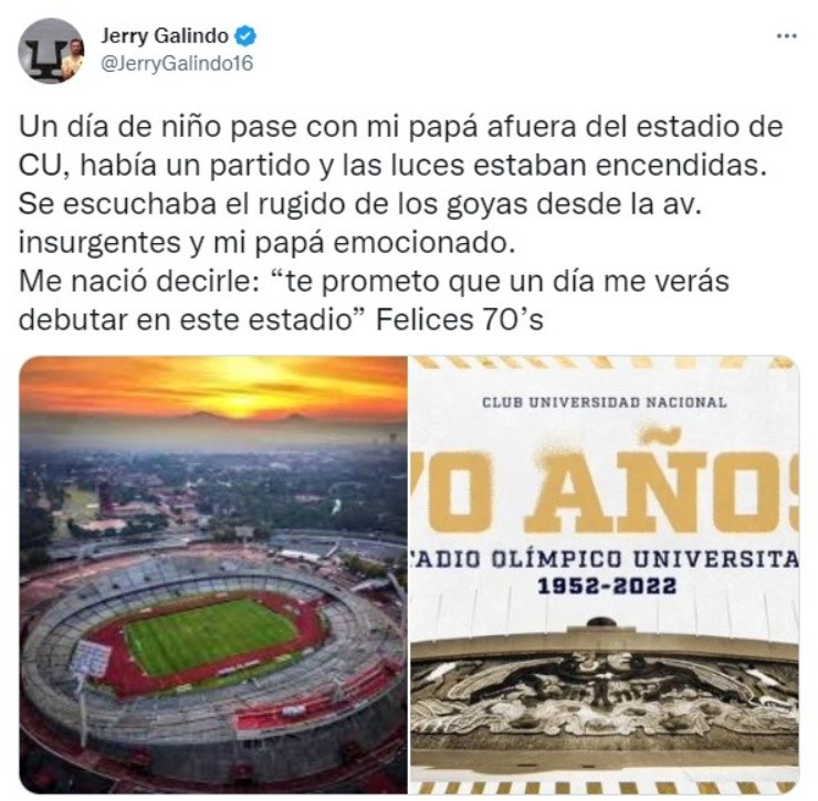 El tweet de Galindo (captura de Twitter)
