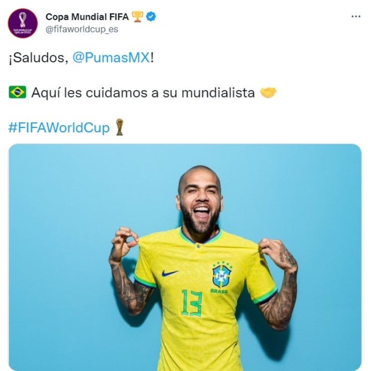 La publicación de la cuenta de la Copa del Mundo (Captura Twitter)