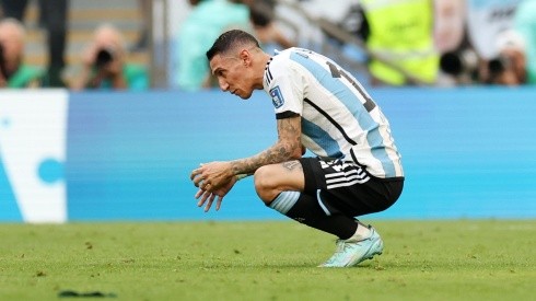 Angel Di Maria of Argentina reacts after the 2-1 loss during the FIFA World Cup Qatar 2022 Group C match between Argentina and Saudi Arabia at Lusail Stadium on November 22, 2022 in Lusail City, Qatar.