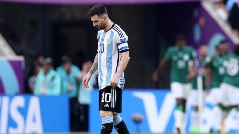 Lionel Messi looks down in Argentina's 1-2 loss to Saudi Arabia.